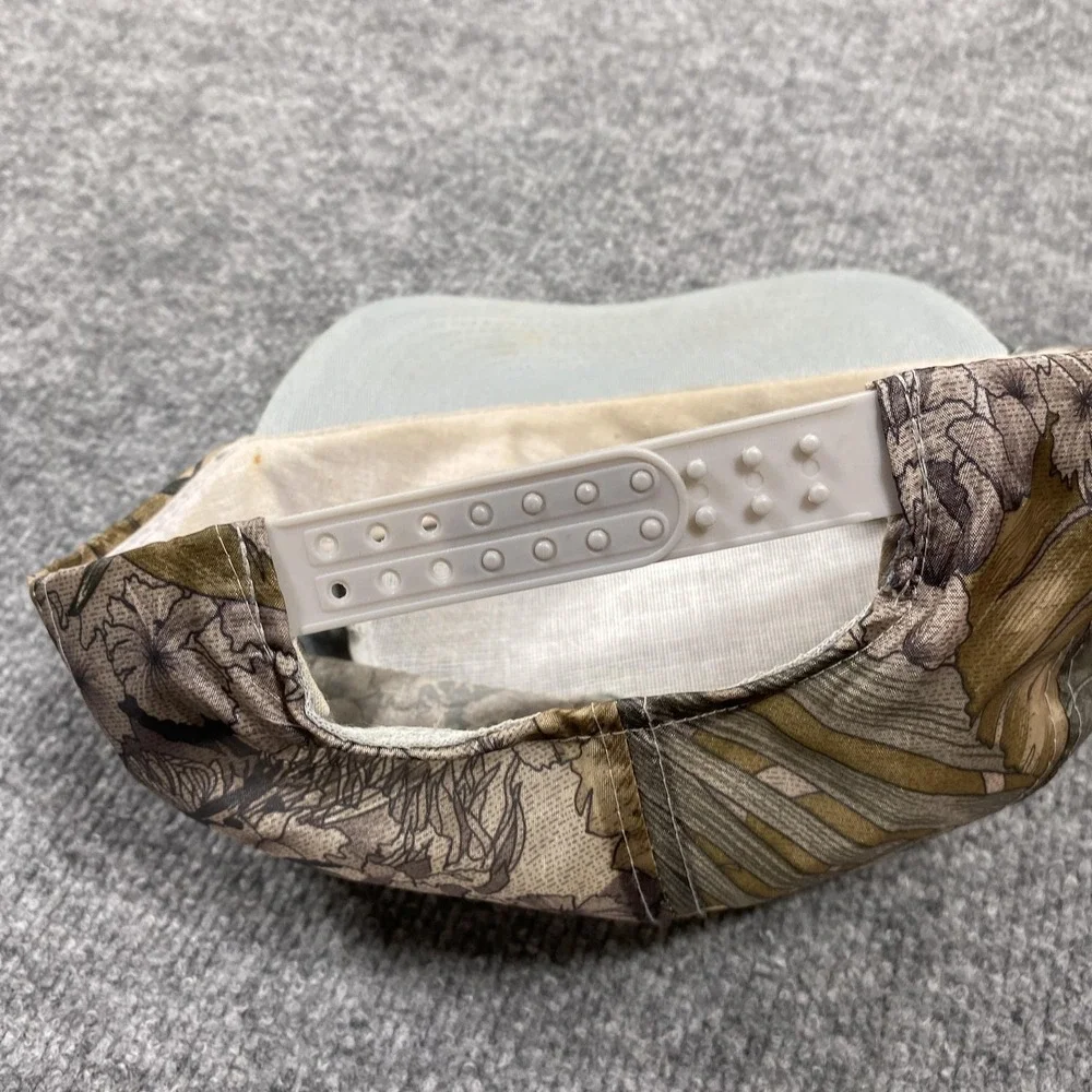 Vintage Hat Cap Snap Back Mens Brown Floral Canvas Rope Cat Face Panther